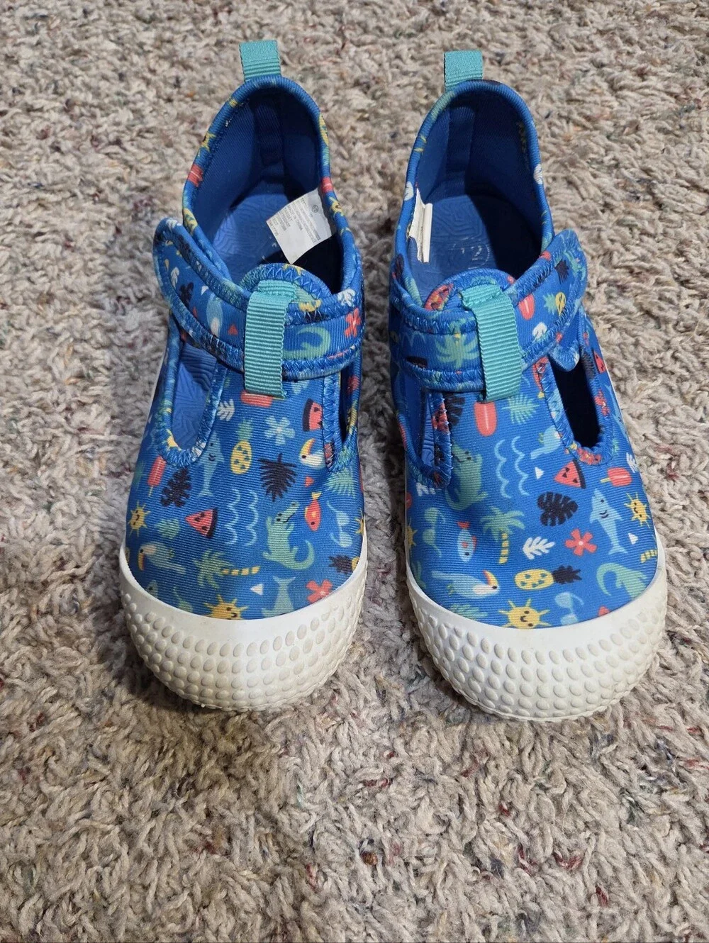 Cat & Jack Blue Patterned Kids Water Shoes with Velcro Straps